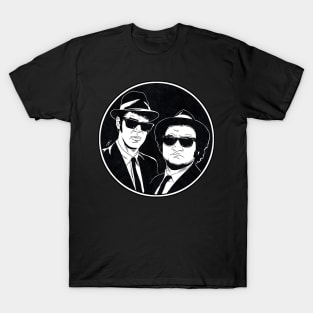 THE BLUES BROTHERS (Circle Black and White) T-Shirt